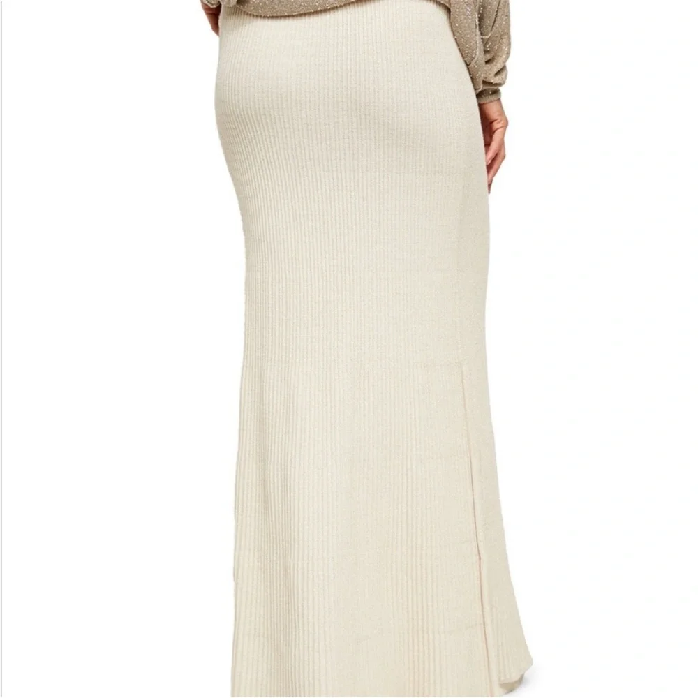 Free People Shine Bright Maxi Sweater Skirt Cream Size Small Stretch Elegant